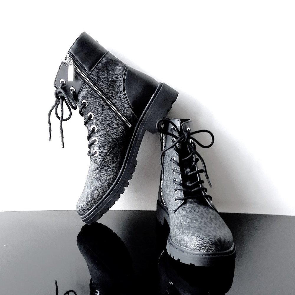 Michael Kors Women's Alistair Lace-Up Lug Sole Combat Booties - Picture 11 of 13